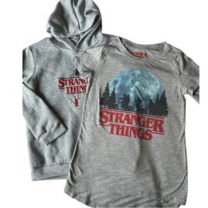 STRANGER THINGS T-shirt and hoodie gray